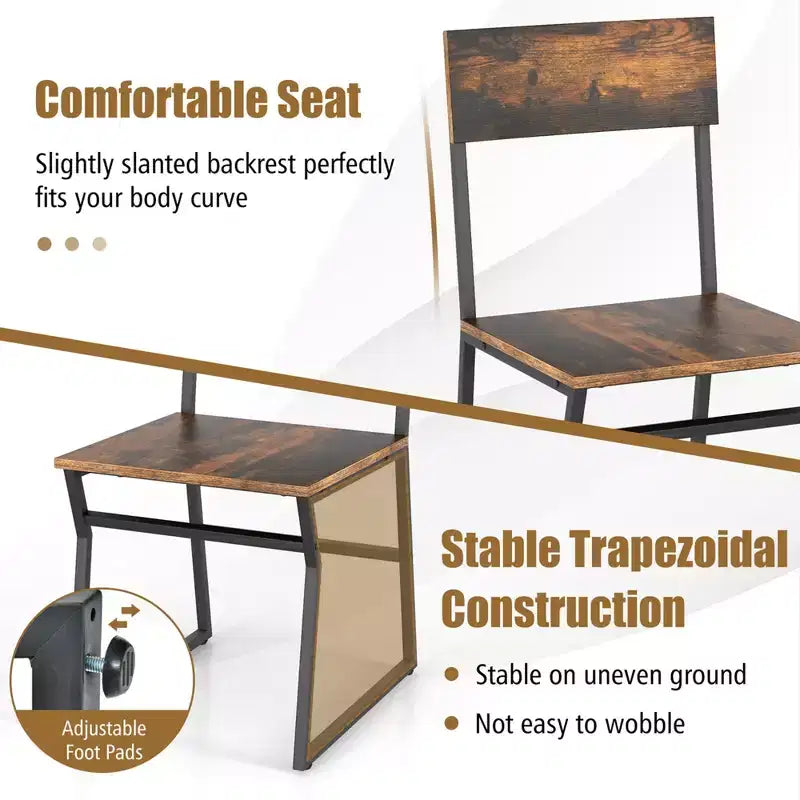 Costway 5 Piece Dining Table Set Industrial Rectangular Kitchen Table with 4 Chairs Grey/Brown