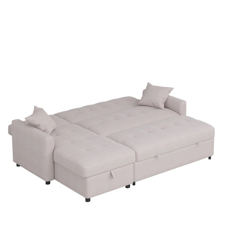 Canapé sectionnel réversible en forme de L à 3 places avec rangement et couchage