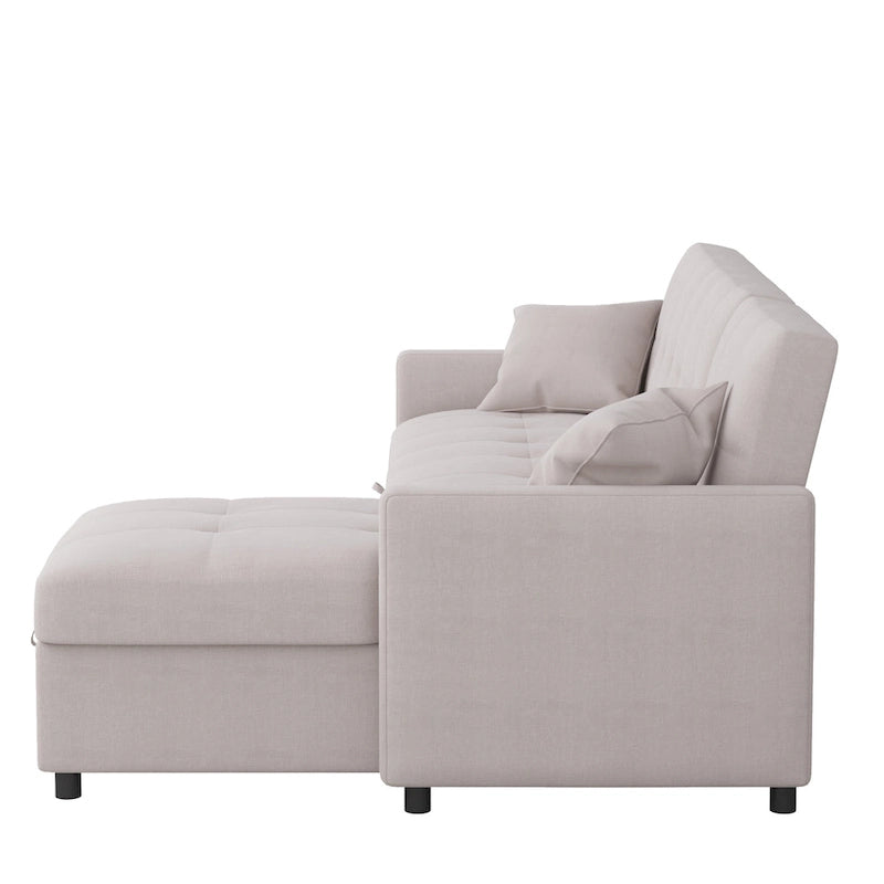 Canapé sectionnel réversible en forme de L à 3 places avec rangement et couchage