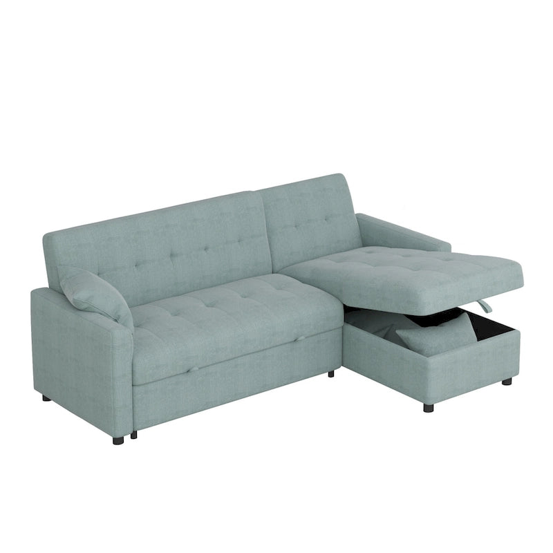Canapé sectionnel réversible en forme de L à 3 places avec rangement et couchage