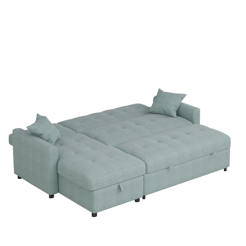 Canapé sectionnel réversible en forme de L à 3 places avec rangement et couchage