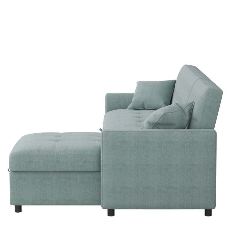 Canapé sectionnel réversible en forme de L à 3 places avec rangement et couchage