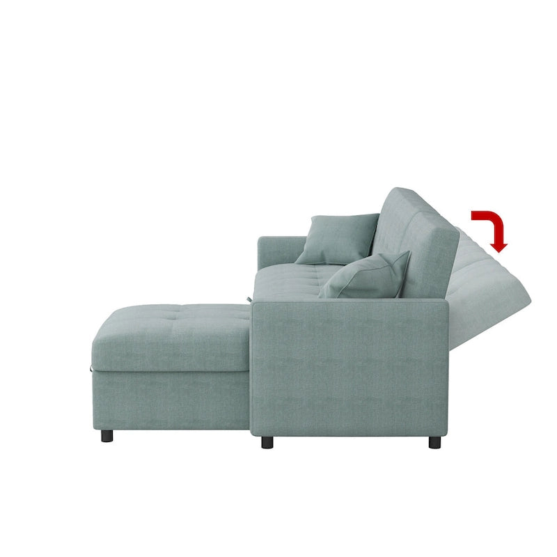 Canapé sectionnel réversible en forme de L à 3 places avec rangement et couchage