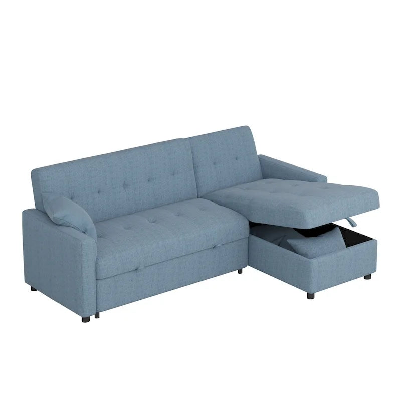 Canapé sectionnel réversible en forme de L à 3 places avec rangement et couchage