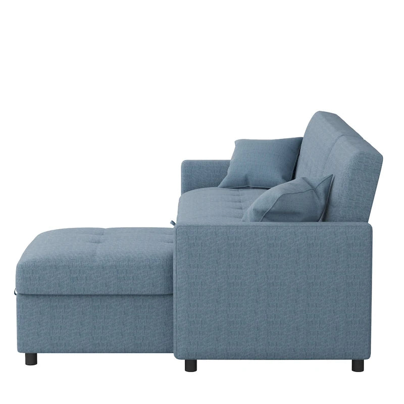 Canapé sectionnel réversible en forme de L à 3 places avec rangement et couchage