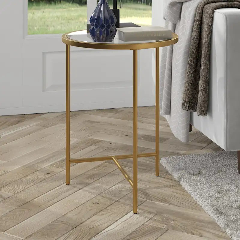 Table d'appoint ronde 18" avec plateau en verre