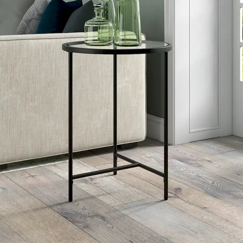 Table d'appoint ronde 18" avec plateau en verre