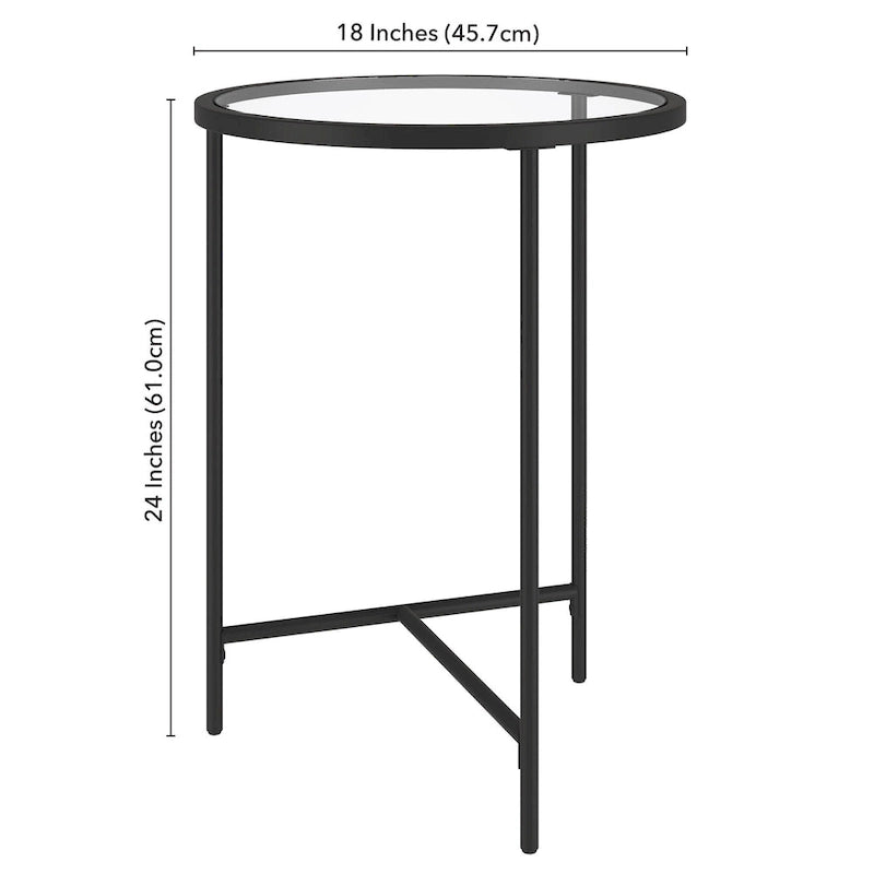 Table d'appoint ronde 18" avec plateau en verre