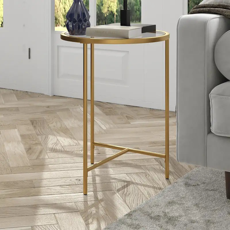 Table d'appoint ronde 18" avec plateau en verre