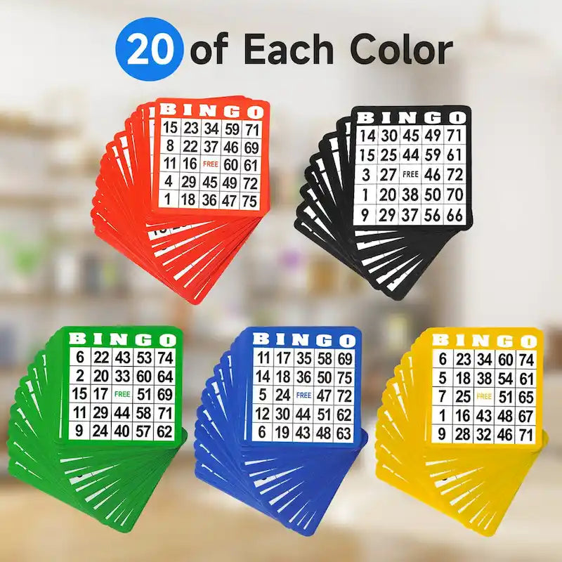 Cartes de bingo réutilisables multicolores