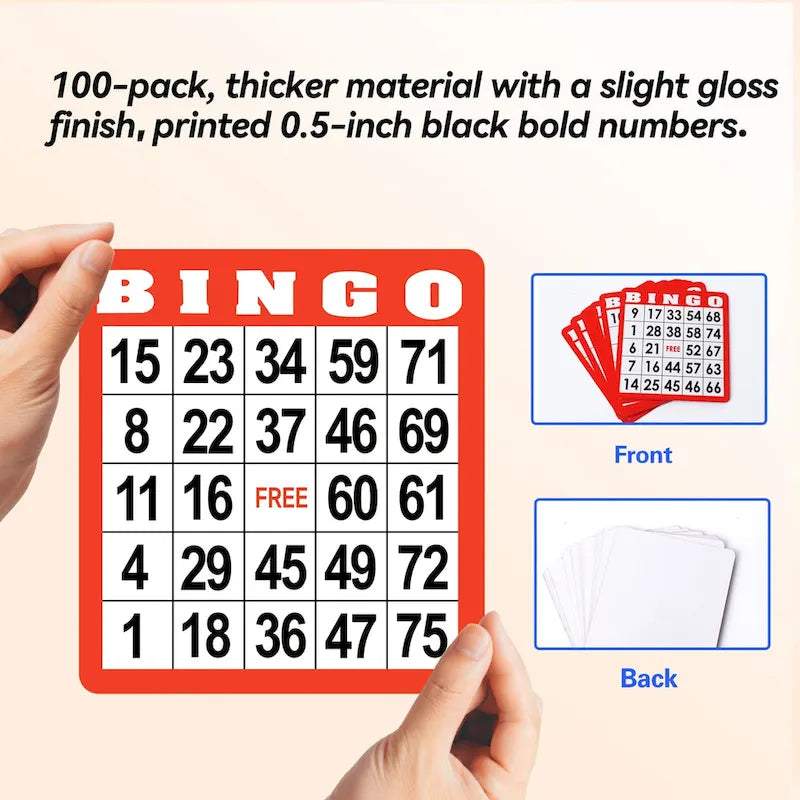 Cartes de bingo réutilisables multicolores
