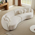 Canapé d'angle incurvé profond, tissu bouclé avec 5 coussins décoratifs